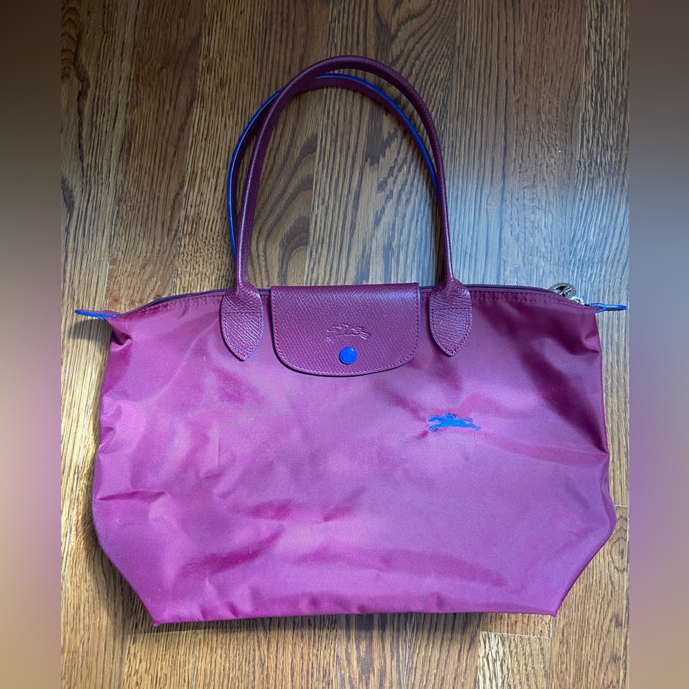 Longchamp Le Pliage Medium Club Tote in Blue with Cobalt Accents